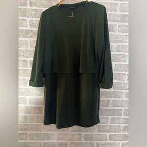 Topshop PETITE Dark Green Long Sleeve Dress